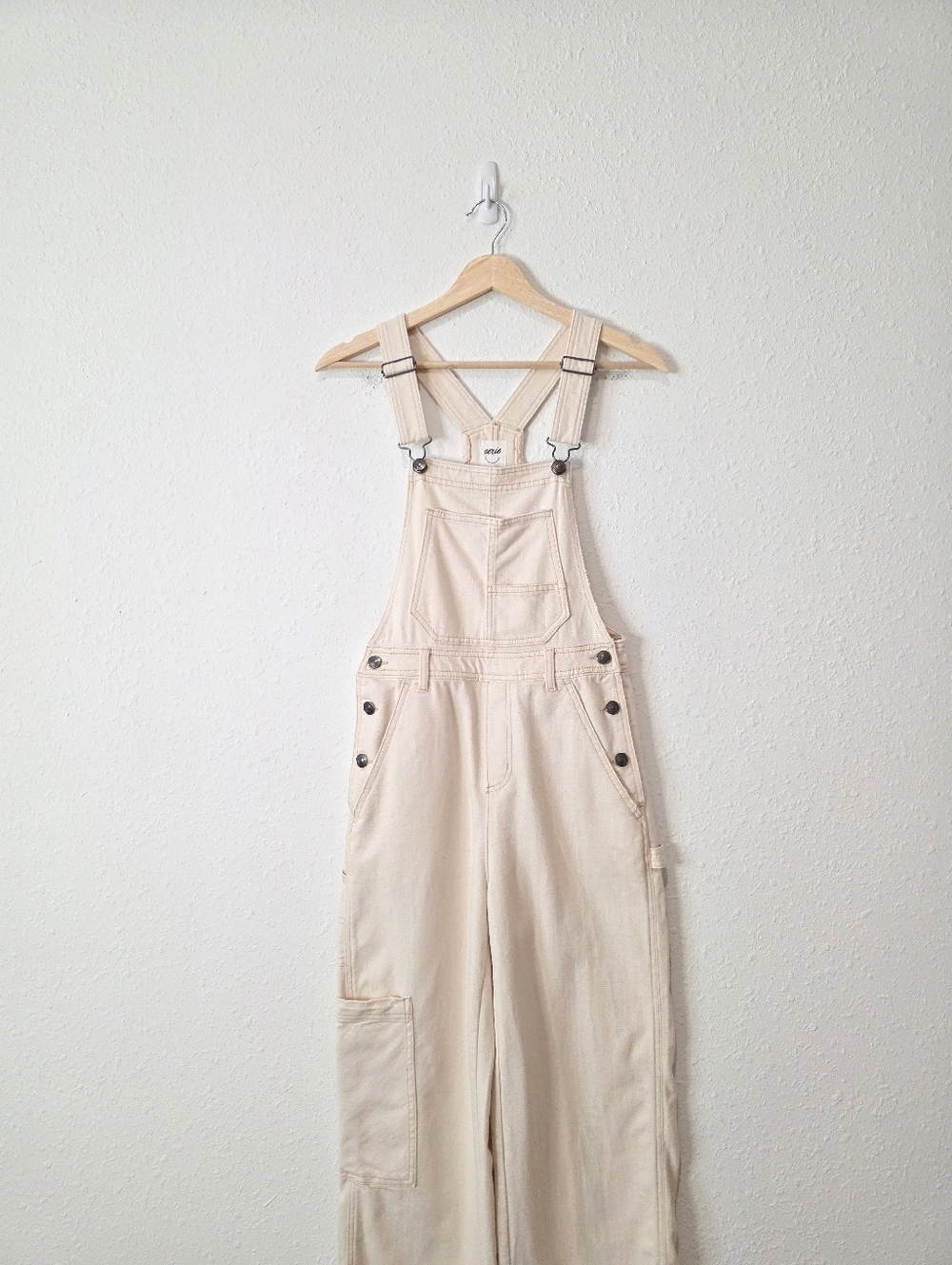 Aerie Ecru Relaxed Wide Leg Overalls XXS/XS